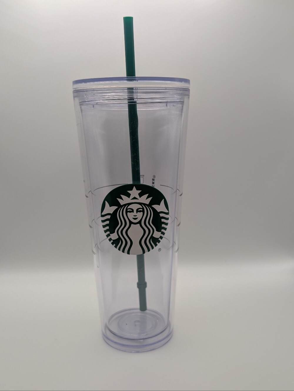 Starbucks Cold Cup Clear Venti Tumbler Traveler With Green Straw - 24oz
